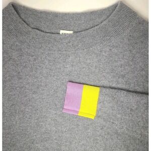 KULE Cashmere Blend Sweater Womens M Gray Colorblock Cuffs Luxury Soft Knit